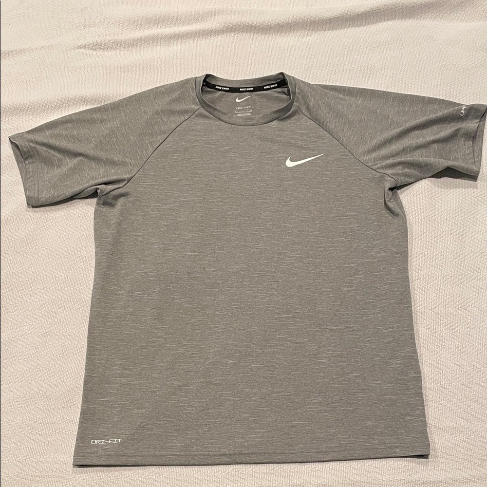 Nike Men’s Gray Dri Fit Swim Shirt, UPF 40+, Size Small
